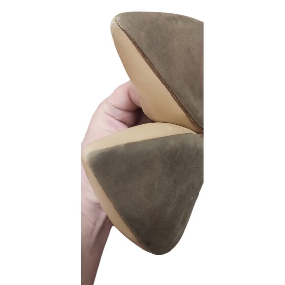 Sarah Flint Beige Leather Block Heel Pumps 39.5 Tortoise Heel Pointed Toe Italy - Picture 13 of 16